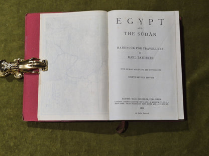 Baedeker's Egypt & the Sudan 8th Revised Edition 1929 HB DJ4