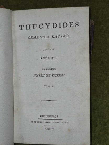 Thucydides Graece & Latine 1804 Wassii et Dukeri Tom V6