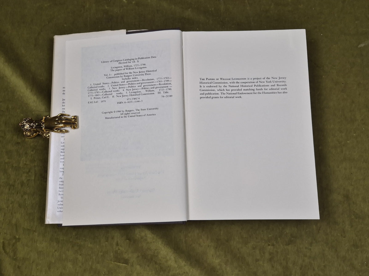 Papers of William Livingston, Volume 3 - Rutgers 1986 HB DJ4