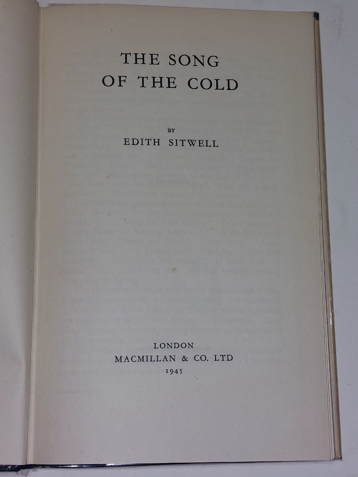 SITWELL, EDITH The Song of the Cold 1945 First Edition Hardcover4