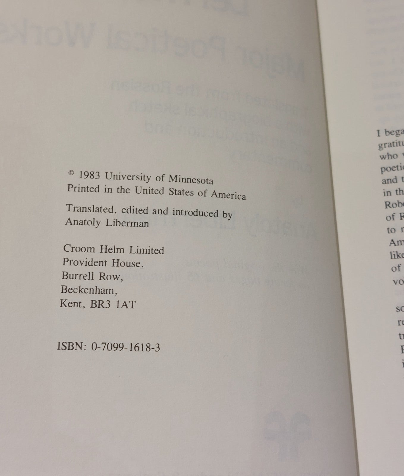 Mikhail Lermontov Major Poetical Works by Anatoly Liberman Hardcover (1983) Hb 4