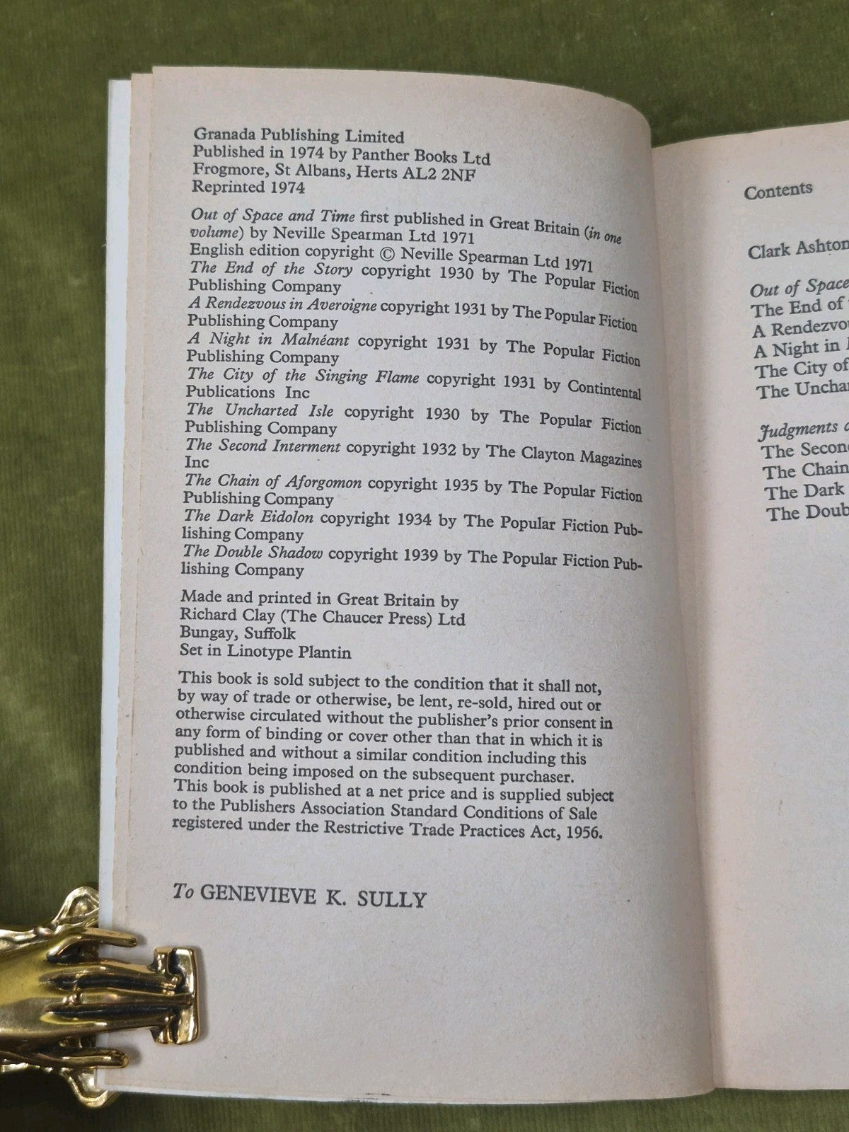 Clark Ashton Smith Out of Space & Time First Edition Panther 19744