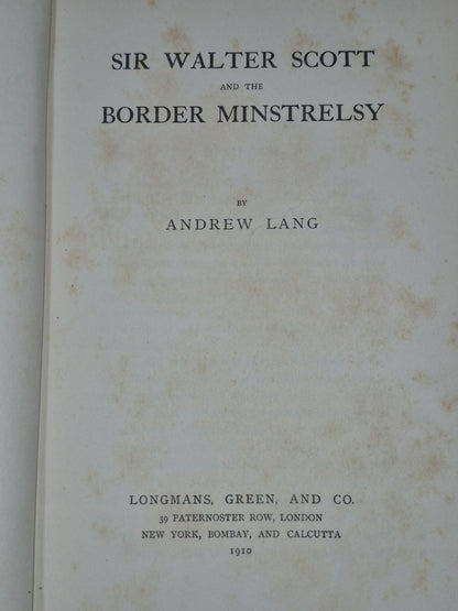 Sir Walter Scott and the Border Minstrelsy By Andrew Lang 19104