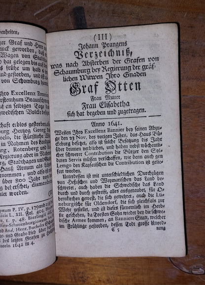Sammlung  Historie  Schaumburg 1751 German Book, Collection Of 4 In 1 Binding 8