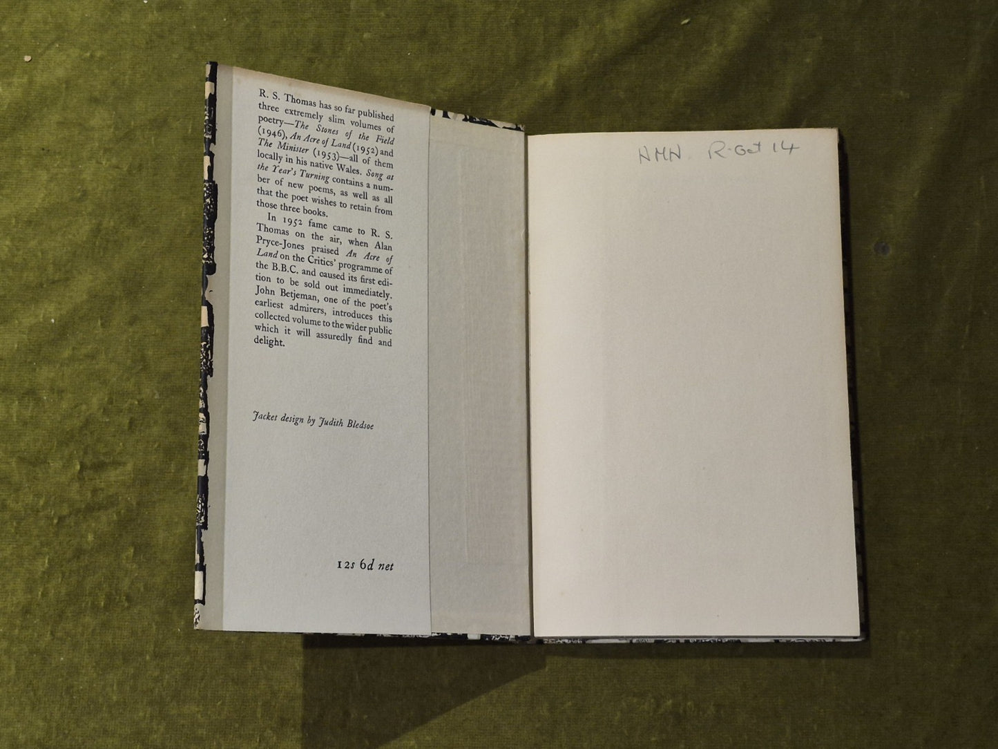 Song At The Years Turning - R. S. Thomas , Rupert Hart-Davis 1955 1st HB DJ3