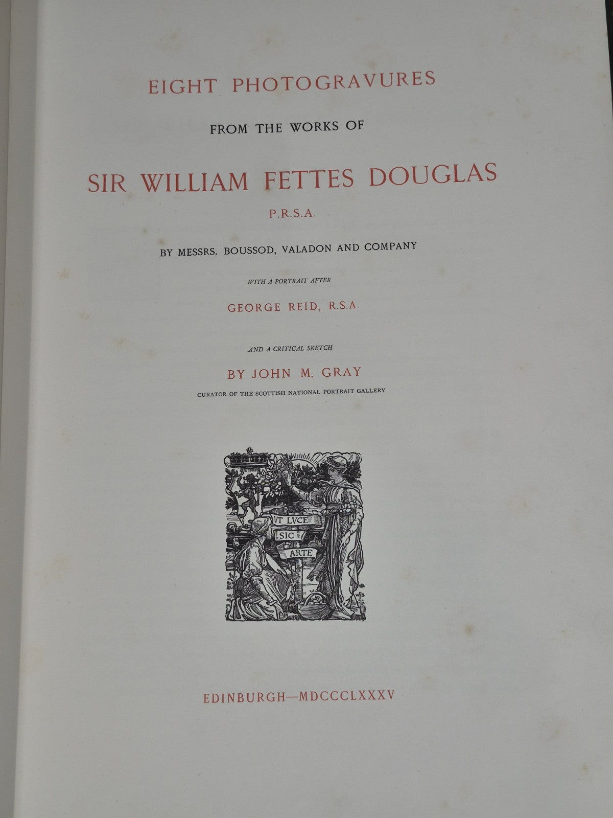 Eight Photogravures from Works of Sir William Fettes Douglas, Edinburgh, 18857
