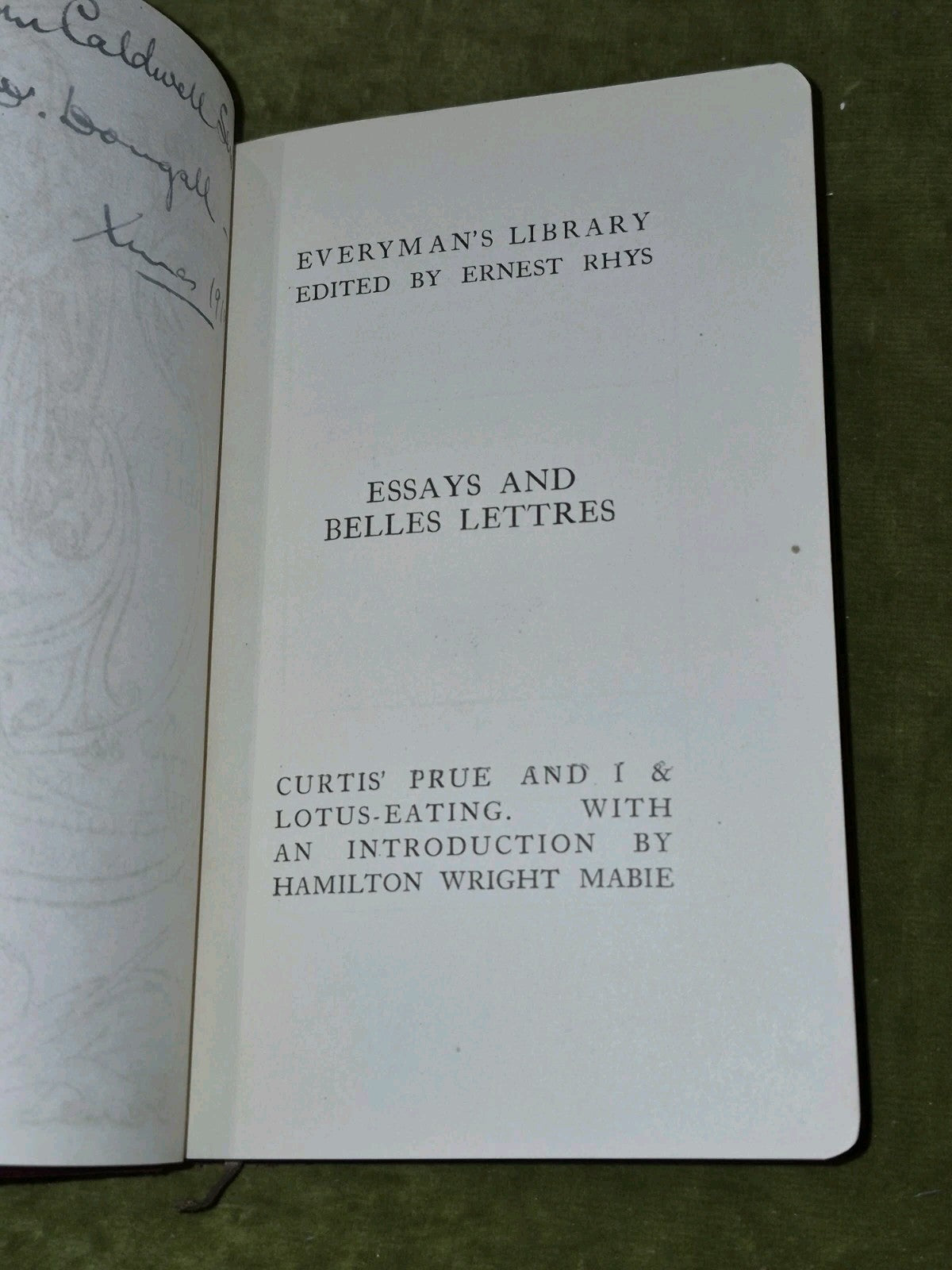 Prue and I Lotus Eating (Everyman's Library) G. W. Curtis c.19194