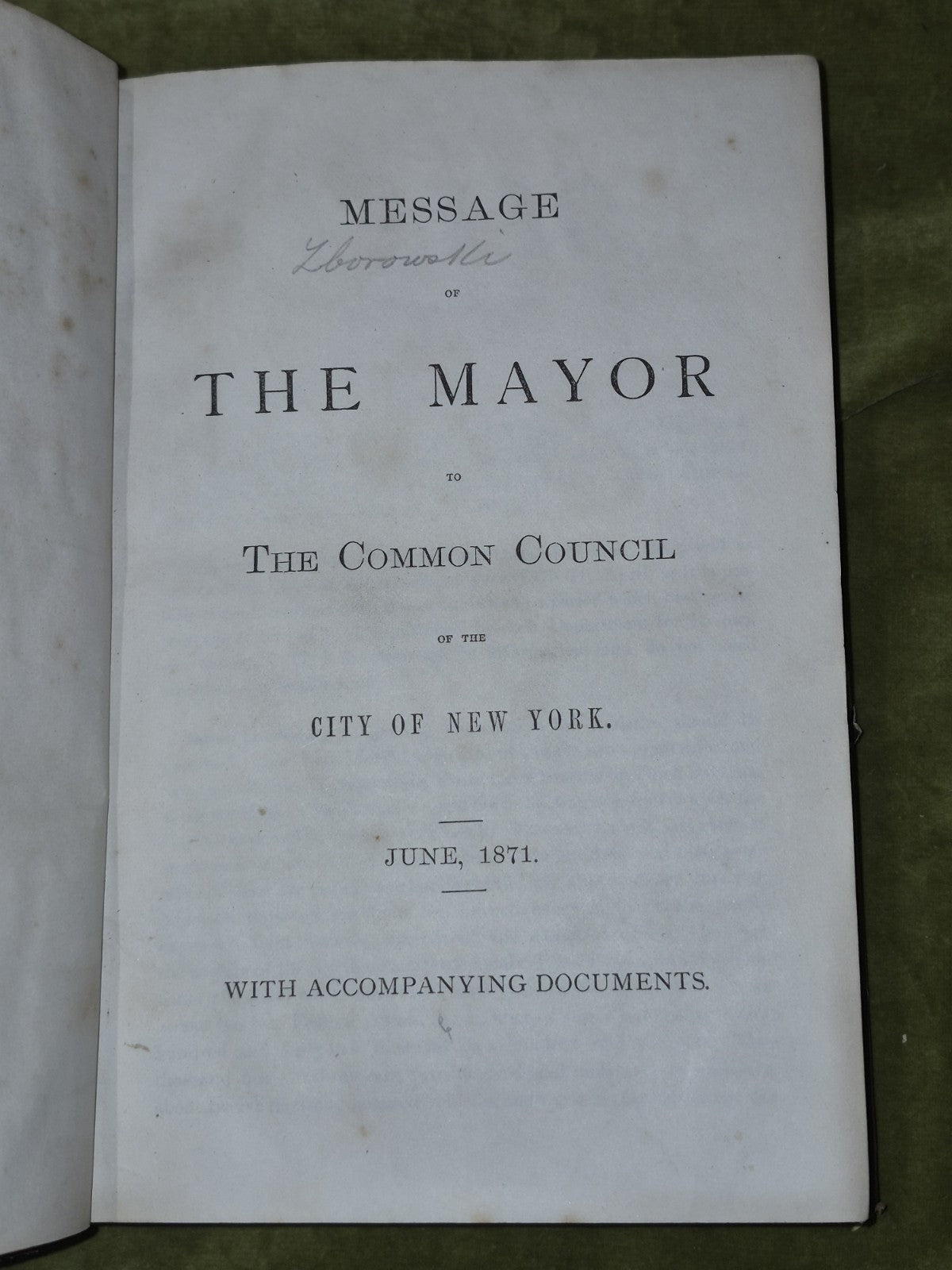 Message of the Mayor to the Common Council of the City of New York 18715