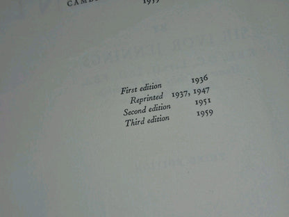 Cabinet Government Ivor Jennings Cambridge 1959 Third HB DJ6