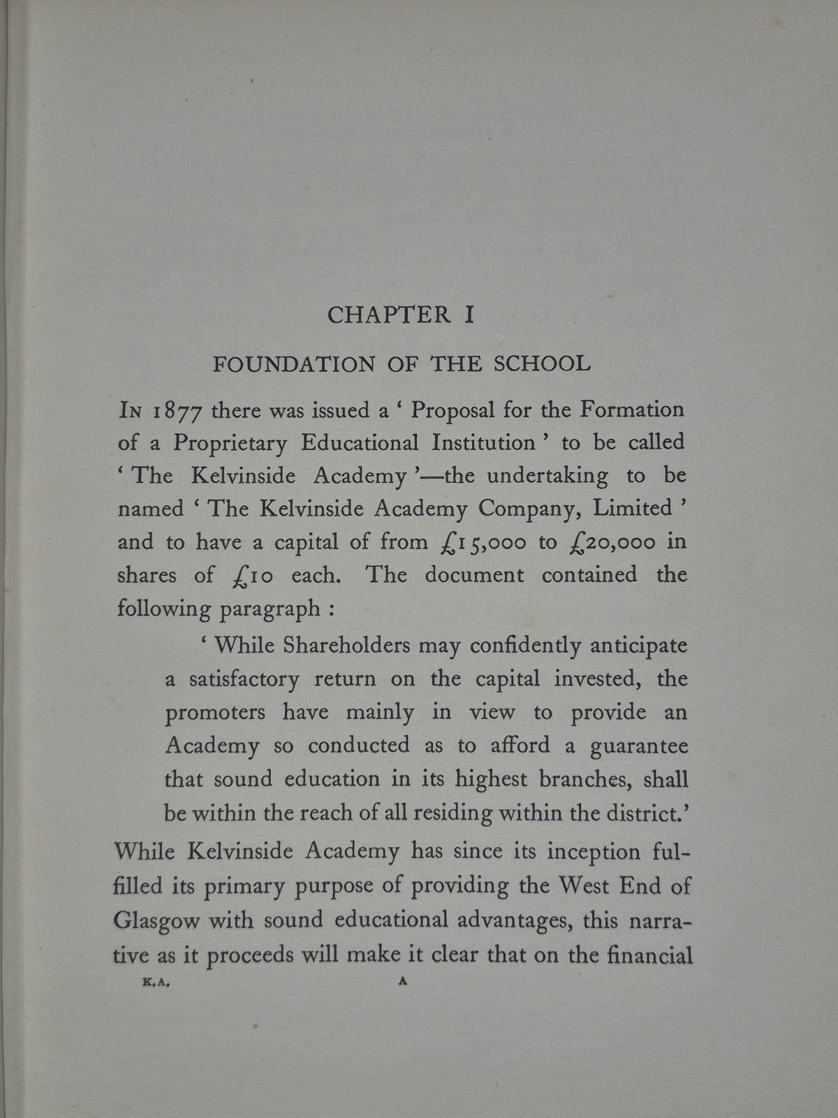Kevinside Academy 1878-1923 William Brodie The University Press Glasgow 1924 1st7