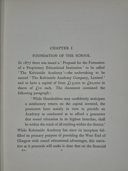Kevinside Academy 1878-1923 William Brodie The University Press Glasgow 1924 1st7