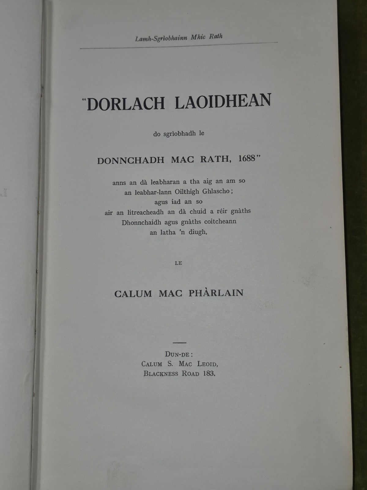 Dorlach Laoidhean Calum Mac Pharlain A Handful of Lays Gaelic3