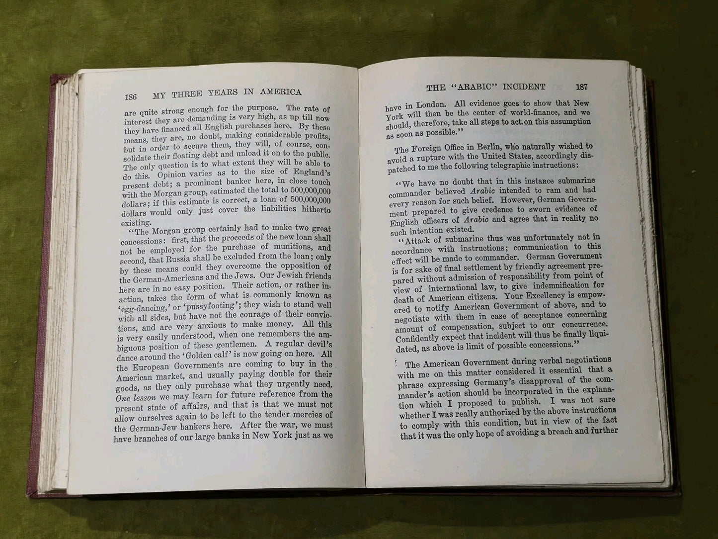 MY THREE YEARS IN AMERICA By Count Bernstorff - Hardcover5