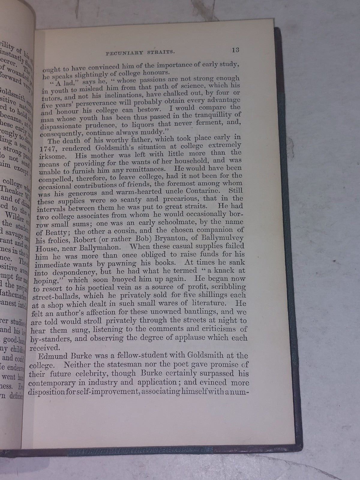 Oliver Goldsmith A Biography by Washington Irving 1850 Quarter Leather Hb4