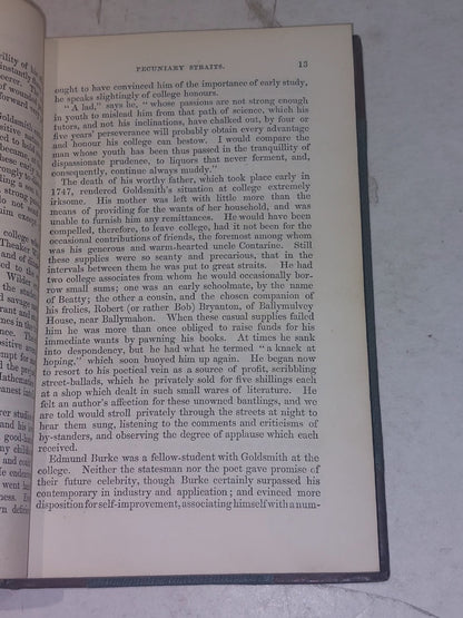 Oliver Goldsmith A Biography by Washington Irving 1850 Quarter Leather Hb4