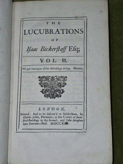The Lucubrations Of Isaac Bickerstaff 4 Volumes 1711-c172012