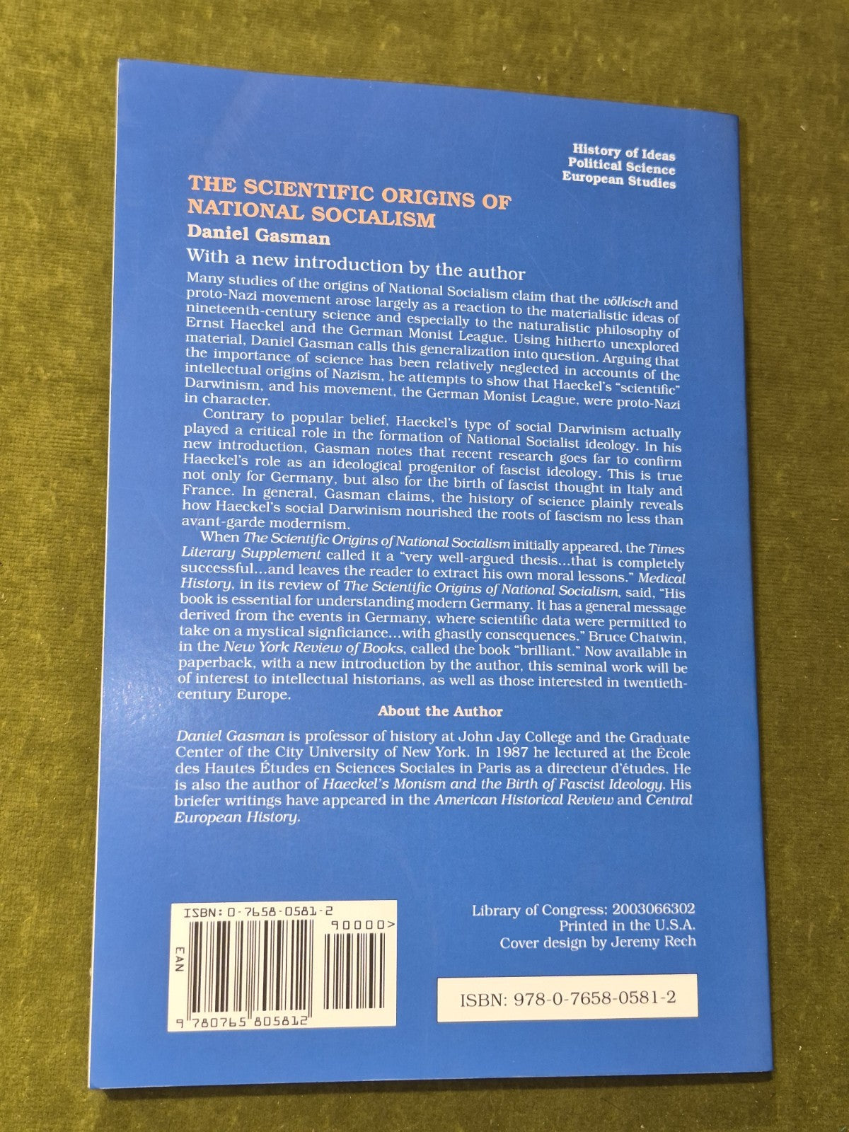 The Scientific Origins of National Socialism by Daniel Gasman (Paperback, 2004)1