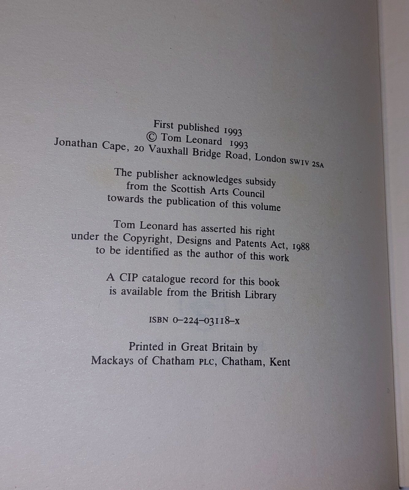 Places of the Mind: Life and Work of James Thomson - Leonard, Tom (1993) Hb Book6