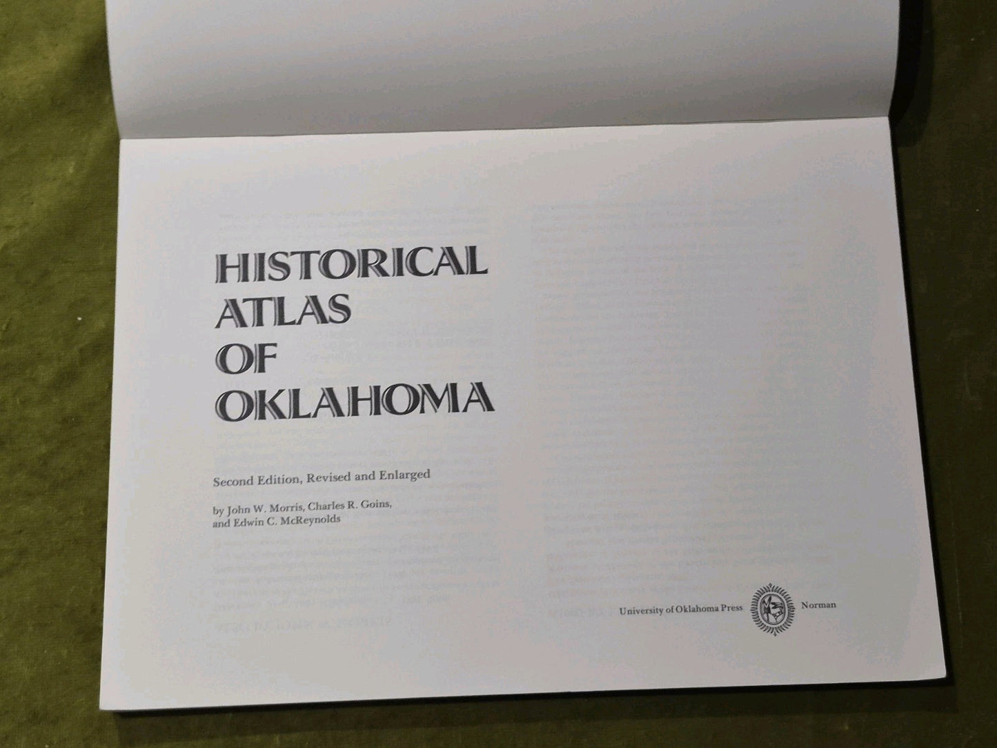 Historical Atlas of Oklahoma By John Morris & Edwin McReynolds 19852