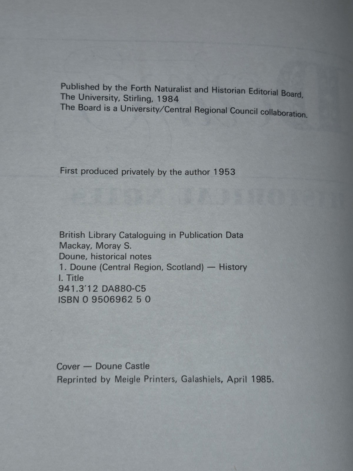 Doune: Historical Notes (1985) Mackay4