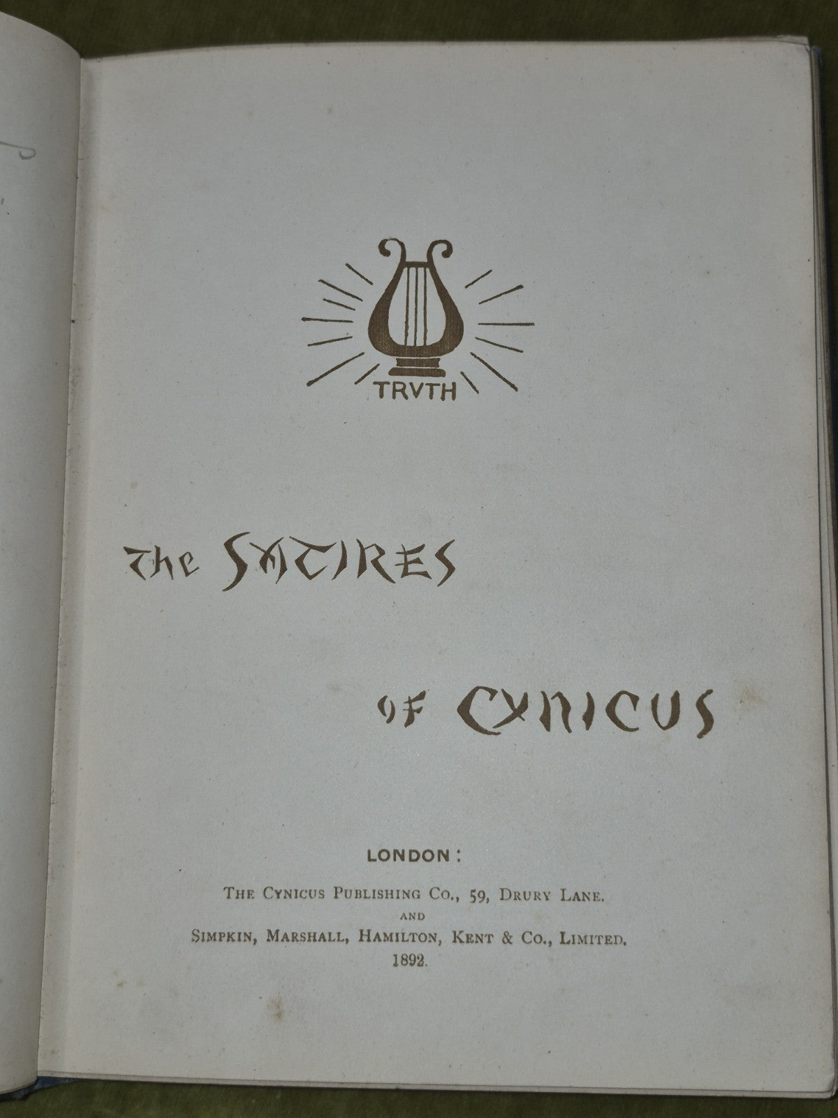 The Satires of Cynicus 1892 SIGNED and Inscribed Simplin Marshall Hamilton6