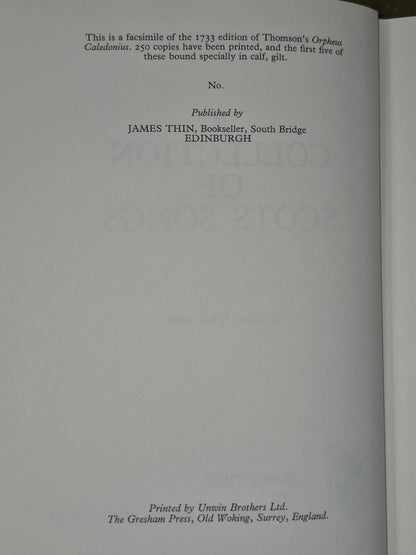 Orpheus Caledonius A Collection of Scots Songs William Thomason 1972 Facsimile5