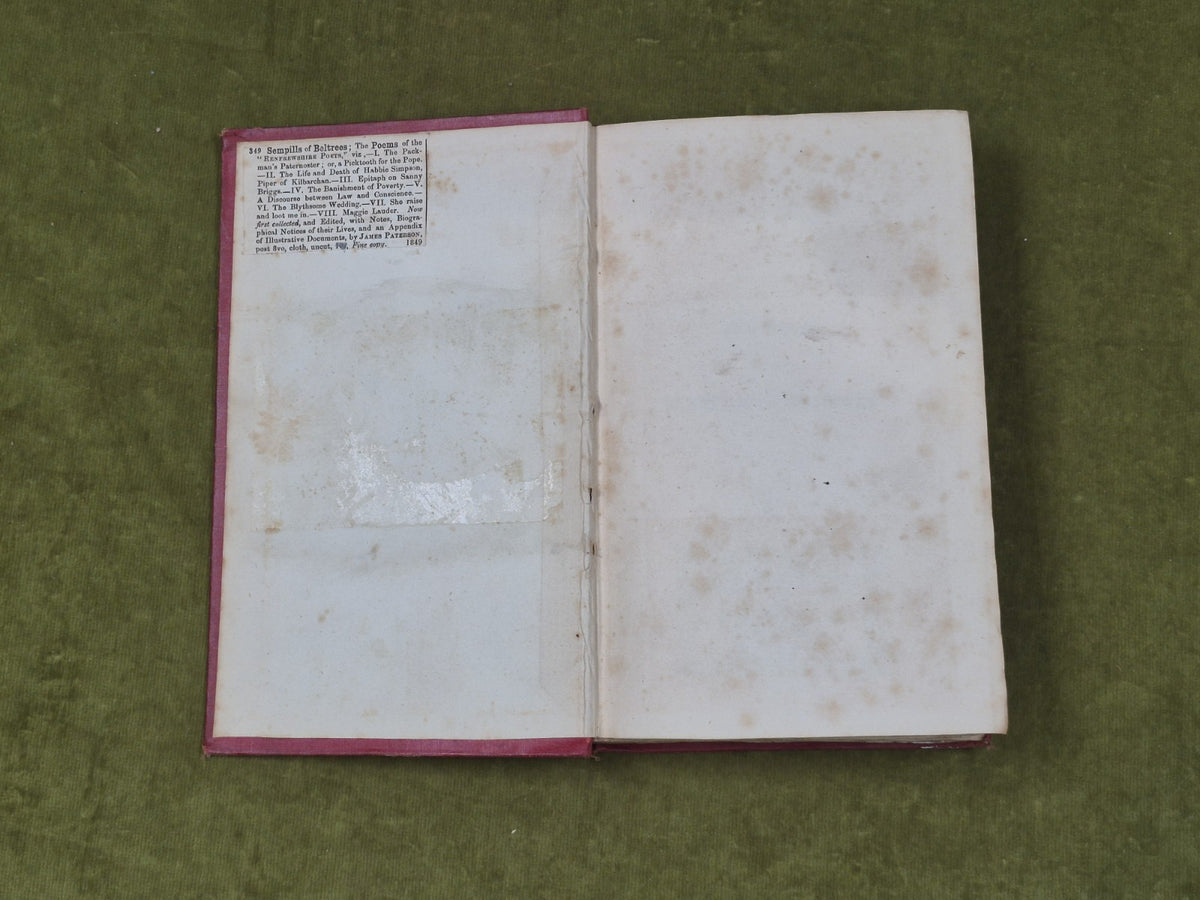 The Poems of the Sempills of Beltrees - James Paterson , 1849 1st , Ltd To 250 5
