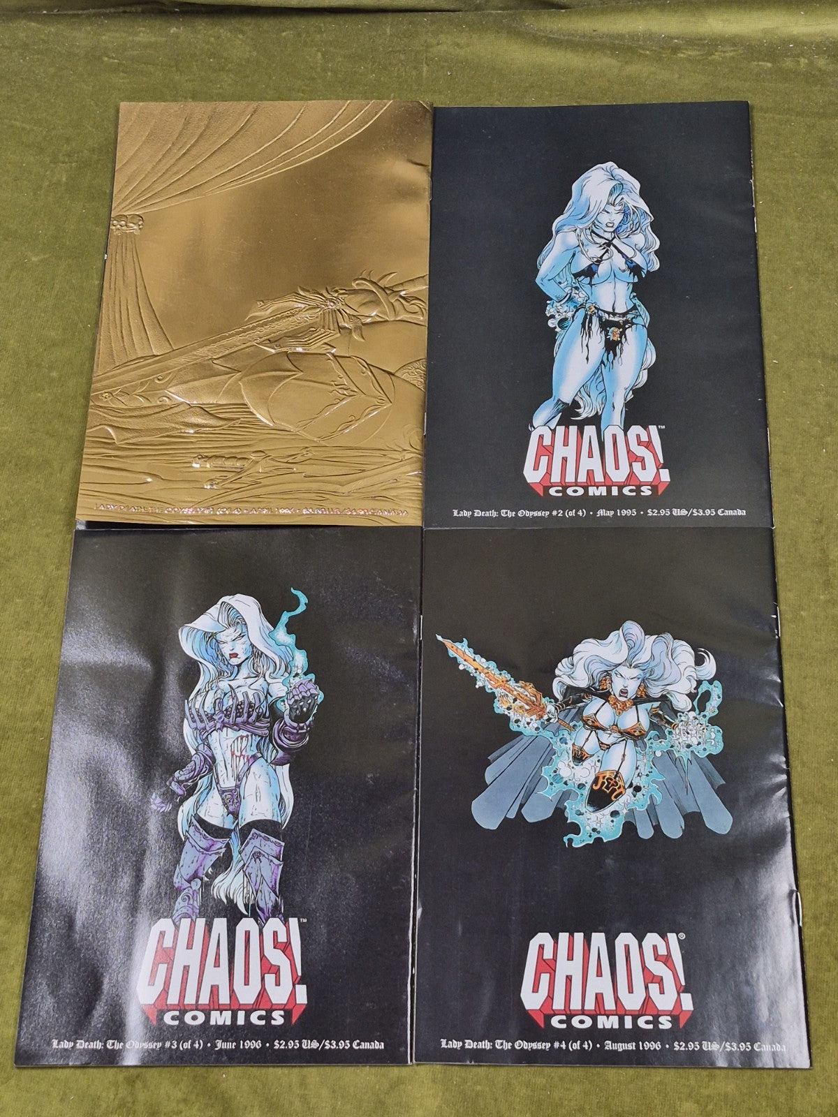 LADY DEATH ODYSSEY #1-4 GOLD EMBOSSED COVER CHAOS COMICS 19961