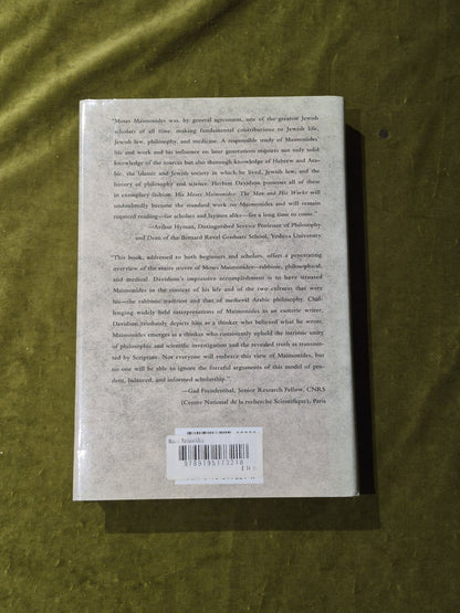 Moses Maimonides: The Man and His Works by Herbert A. Davidson 2005 Hardcover DJ1