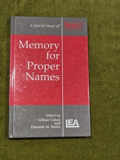 Memory for Proper Names: Memory special issue, hardback1