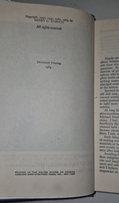 The Complete Prophecies of Nostradamus by Henry C Roberts HC DJ 1964 1st Ed. 9