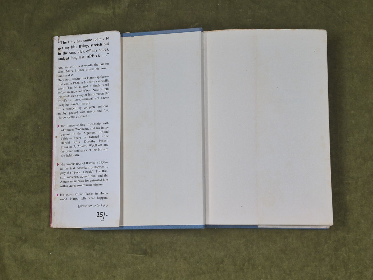 Harpo Marx, Rowland Barber / HARPO SPEAKS 1st Edition 1961 Gollancz HB DJ3