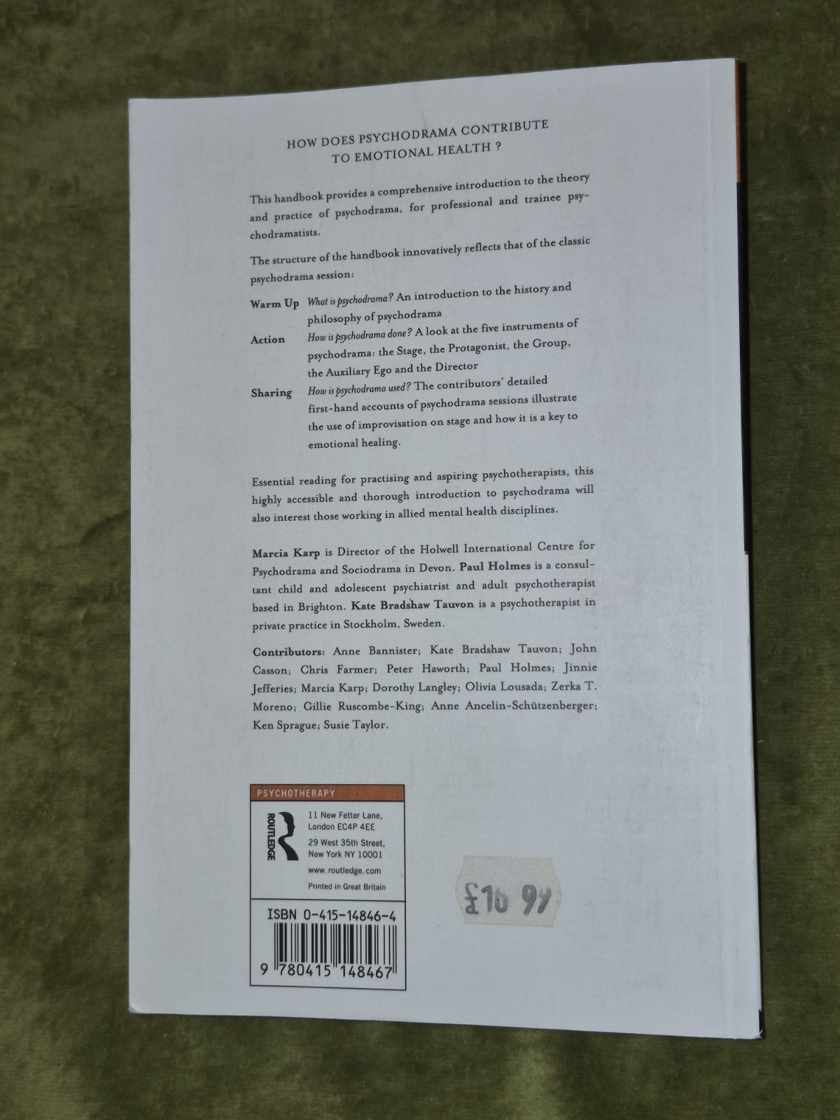 The Handbook of Psychodrama Marcia Karp 19981