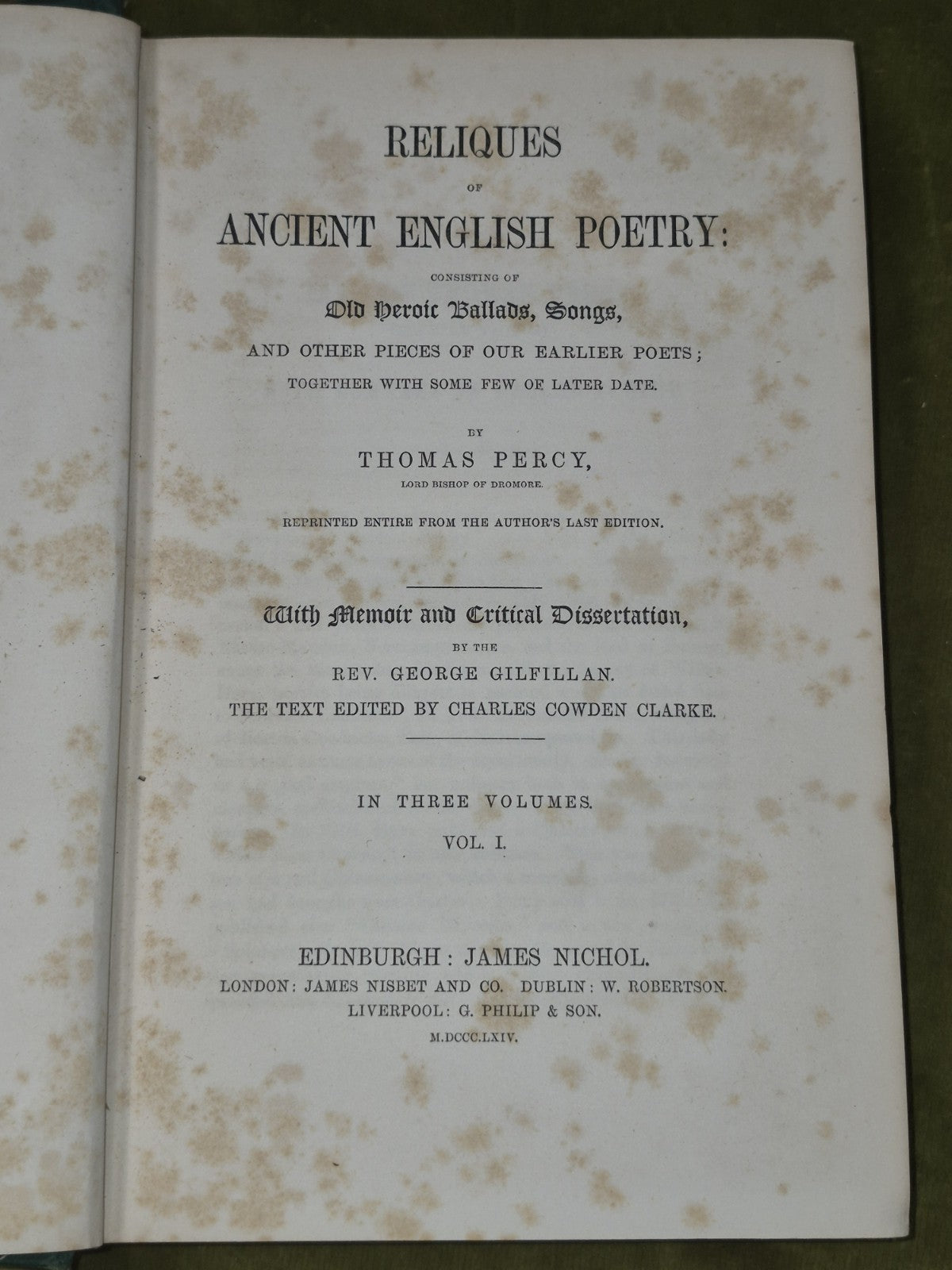 Pecy's Reliques of Ancient English Poetry 1864 George Gilfillan12