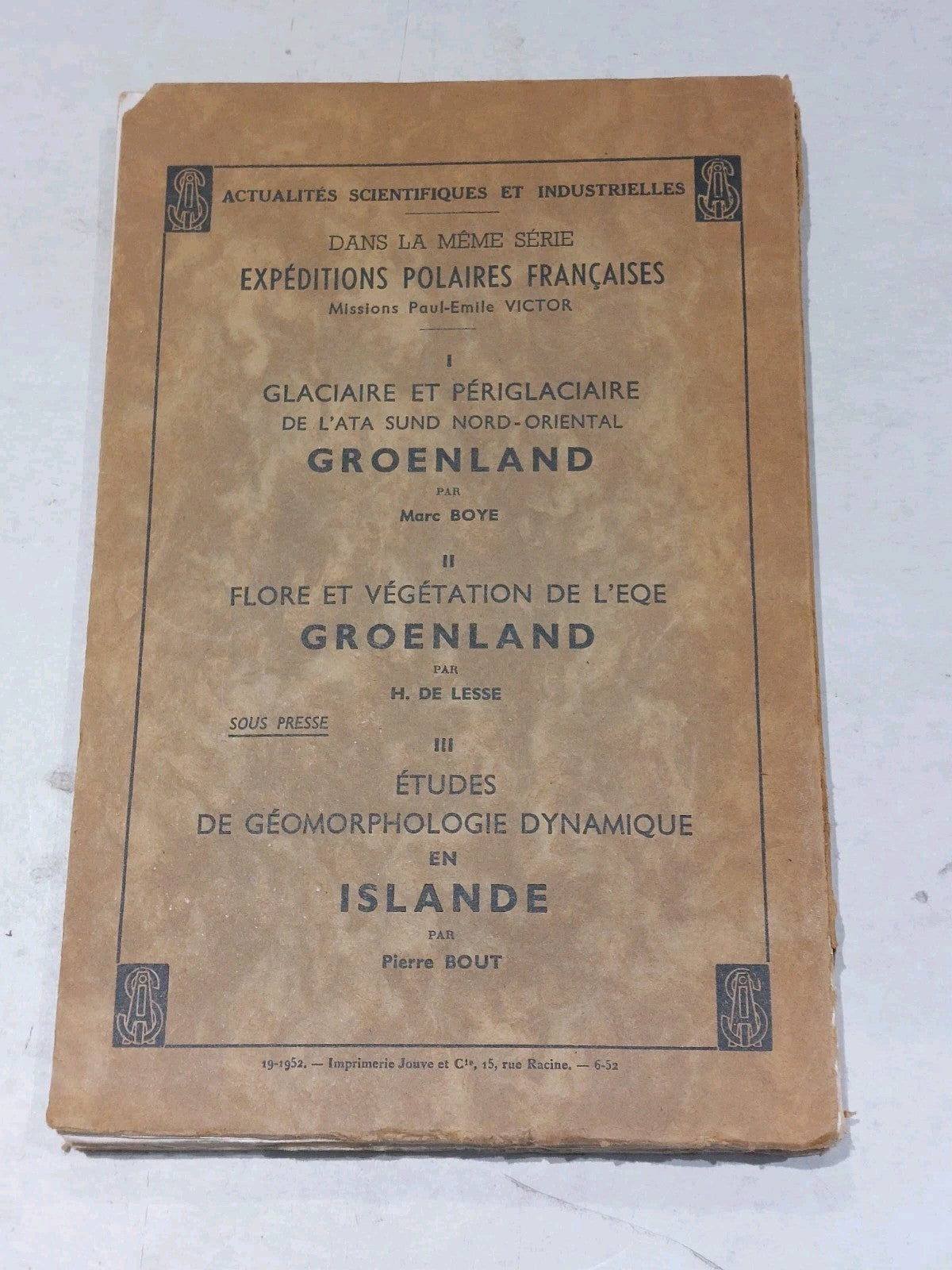 Flore Et Vegetation De L'eqe Groenland, By H  De Lesse (1952) [Hermann & Co] Pb2
