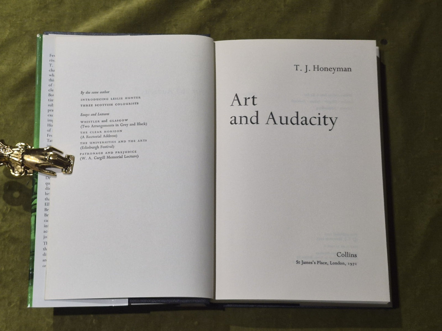 HONEYMAN, T. J.; Art and Audacity. 1971 1st Edition HB DJ2
