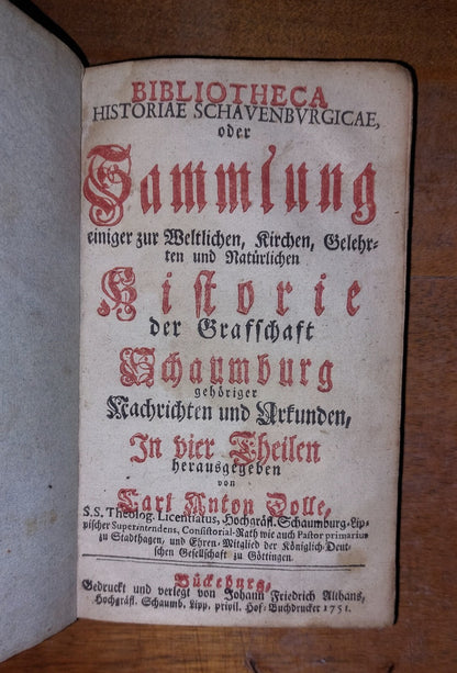 Sammlung - Historie - Schaumburg 1751 German Book, Collection Of 4 In 1 Binding 0