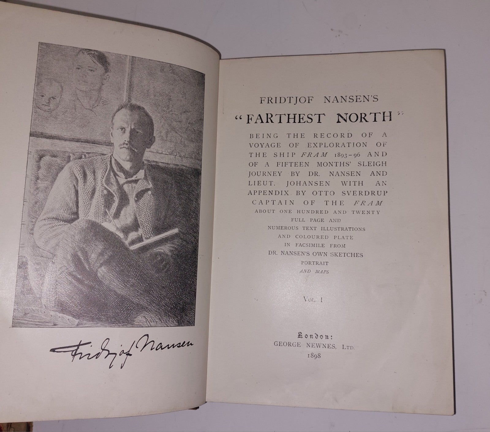 FARTHEST NORTH BY FRIDTJOF NANSEN 1898 TWO VOLUMES LEATHER BOUND 8