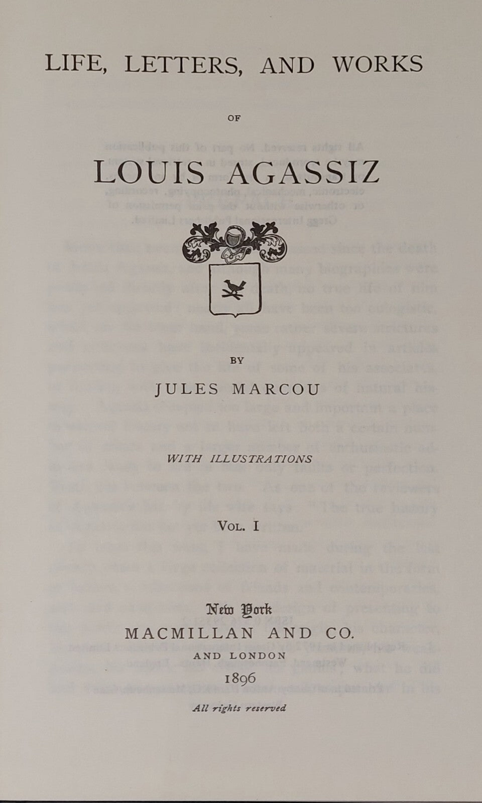Life, Letters and Works of Louis Agassiz By Jules Marcou (1972) Book15