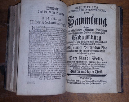 Sammlung  Historie  Schaumburg 1751 German Book, Collection Of 4 In 1 Binding 20
