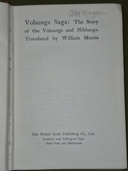 Volsunga Saga William Morris Walter Scott Publishing Co. c19104