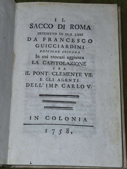 Il Sacco Di Roma Desgritto In Due Libri (1758) Francesco Guicciardini4