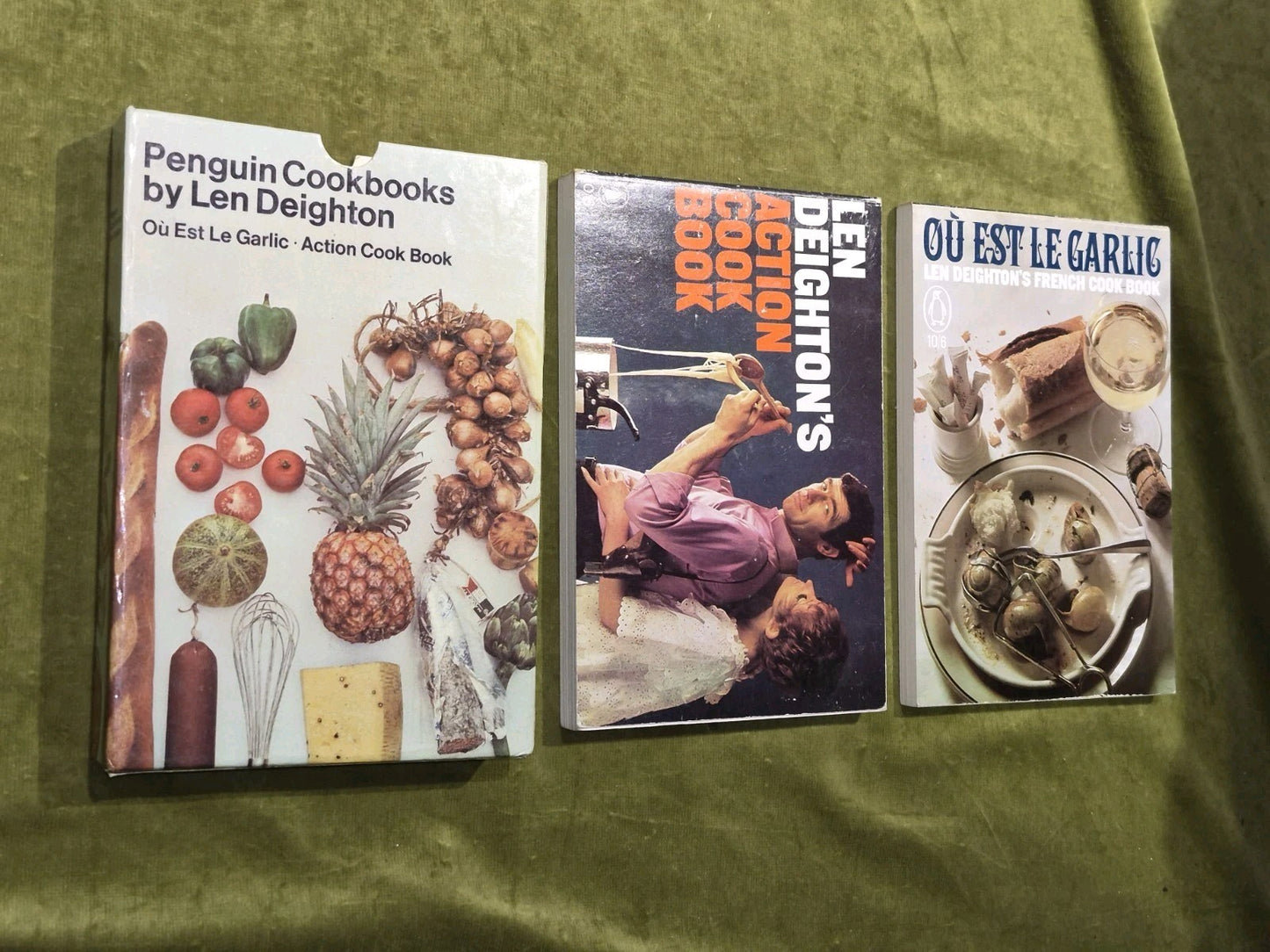 Penguin Cookbooks - Len Deighton In Slipcase Ou Est Le Garlic & Action Cook Book1