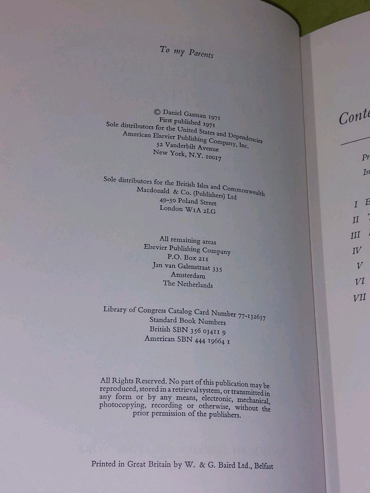 The Scientific Origins of National Socialism - Daniel Gasman (1971) 1st ed hb5