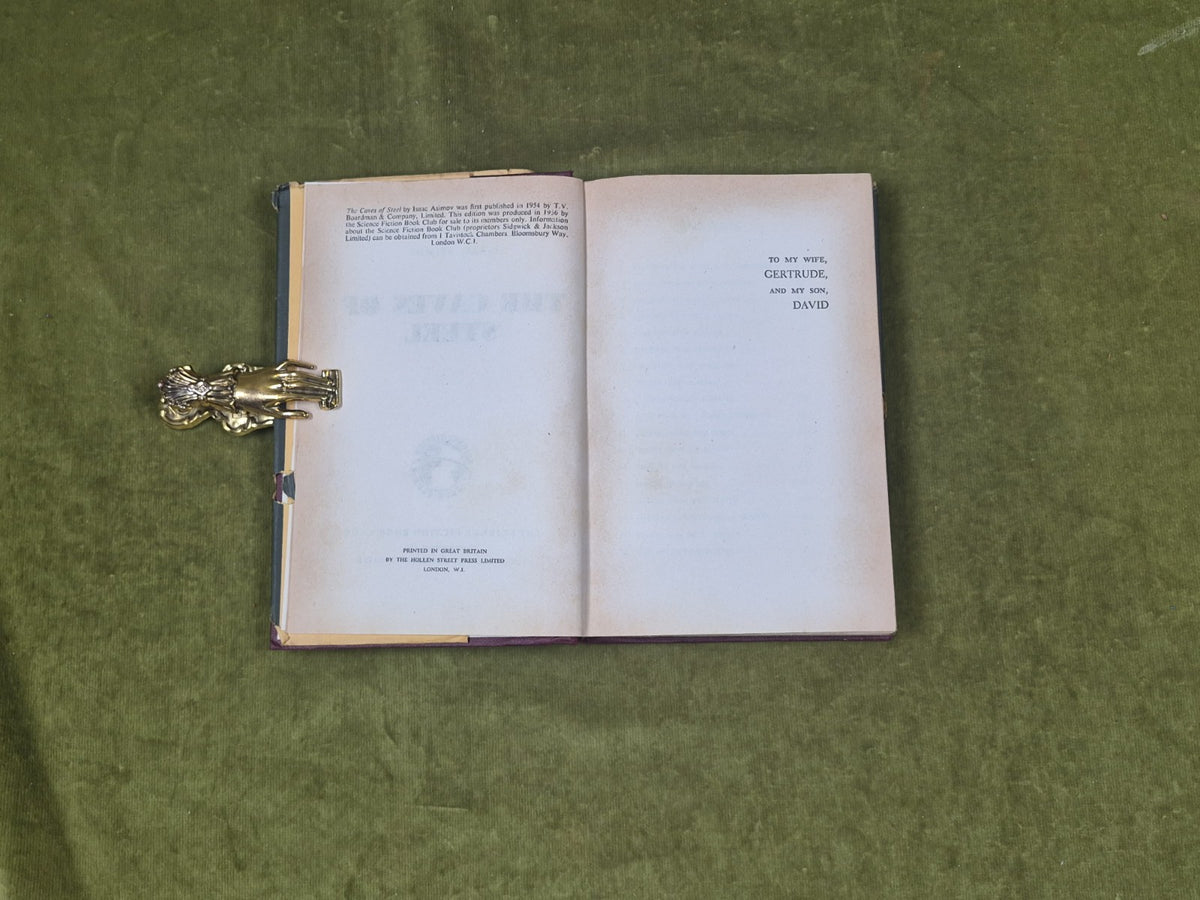 THE CAVES OF STEEL 1956 - Sci Fi Book Club - ISAAC ASMIOV - HB DJ SFBC5