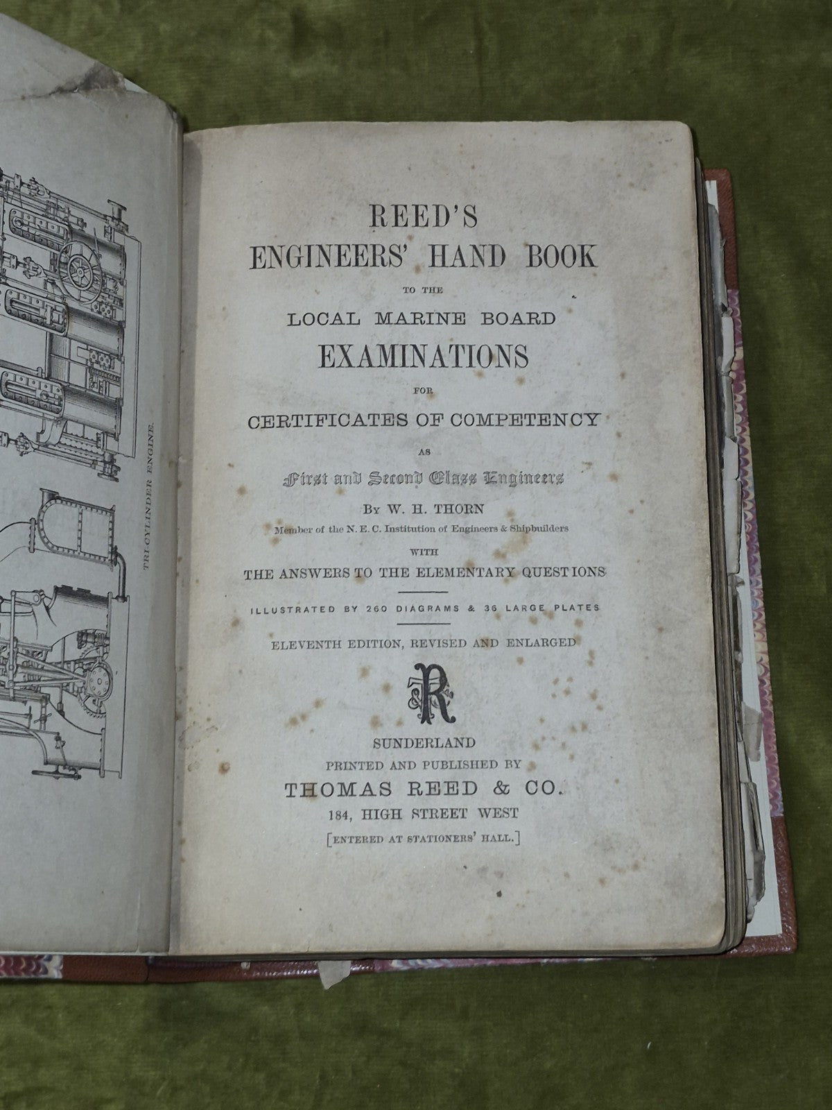 Reed's Engineers' Hand Book by W.H. Thorn, 11th edition 1885 Thomas Reed & Co0