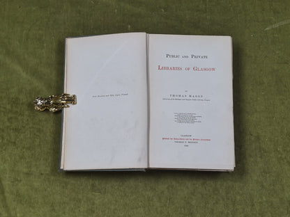 Glasgow Public And Private Libraries - Thomas Mason , Limited Morison Ed 18854