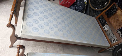 Pair Of Antique Single Beds With New Mattresses Rattan & Turned Wood Headboards 11