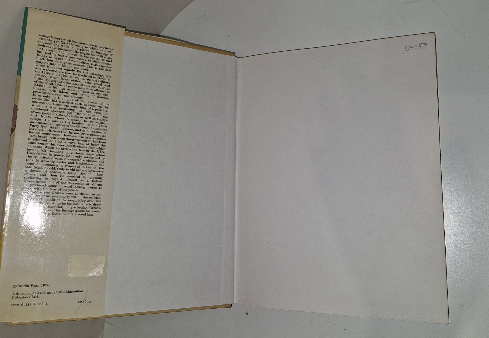 HANS HESS HARDBACK BOOK GEORGE GROSZ 1ST EDITION MACMILLAN VG L3