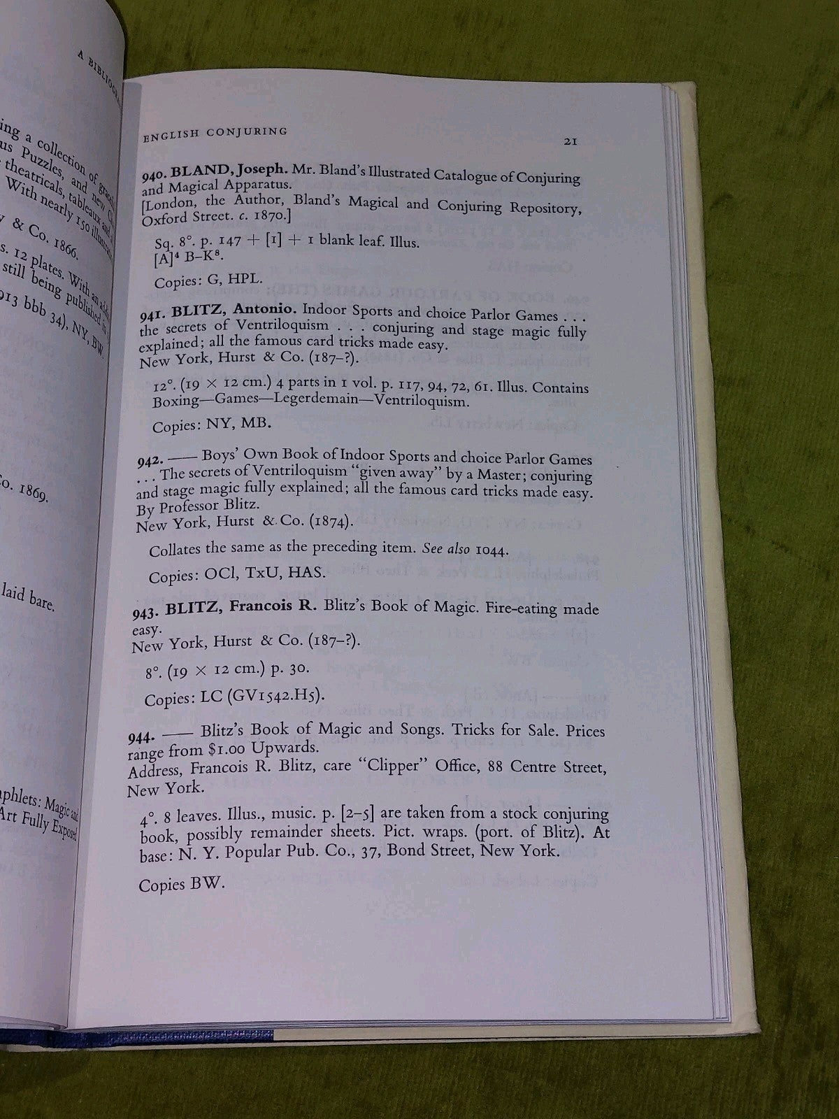 A bibliography of English conjuring (15691876) & (15811876) Vol 1 & 2 Hb Books4